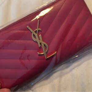 Yves Saint Laurent Fuchsia Quilted Leather Wallet